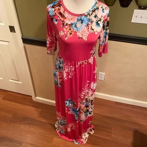 NWOT Bellamie brand pink and floral maxi dress